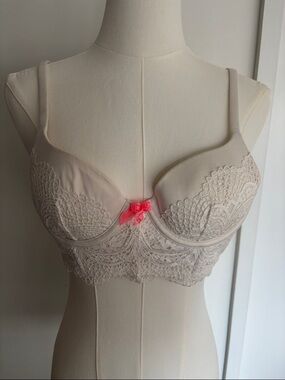 Victoria's Secret White Lace Longline Corset Bra 34B